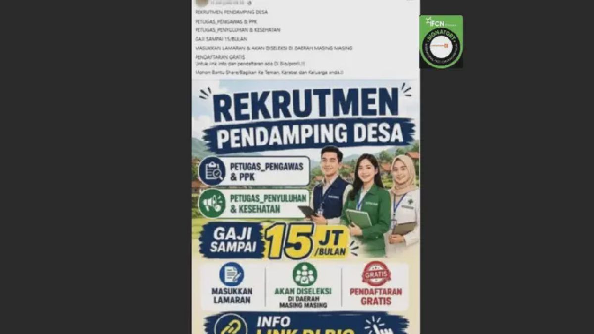 Hoaks Link Rekrutmen Pendamping Desa Bergaji Rp15 Juta Beredar di Facebook